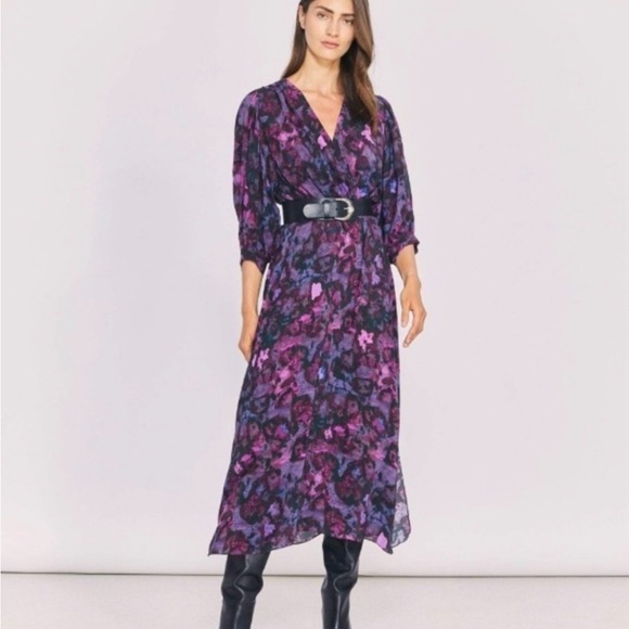 IRO Dresses & Skirts - IRO Purple Floral Midi Dress
